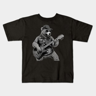 Bear Playing a Guitar Kids T-Shirt